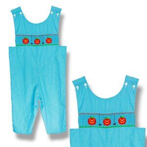 Boys Smocked Halloween Smocked Longalls Romper 2T